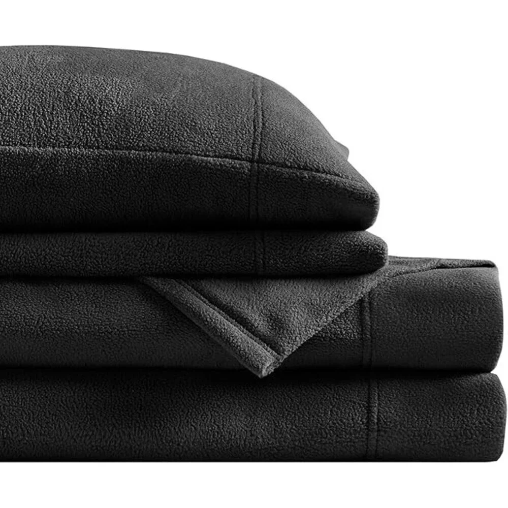 True North by Sleep Philosophy Sheet Set Black Twin Micro Fleece 3-Piece BED19